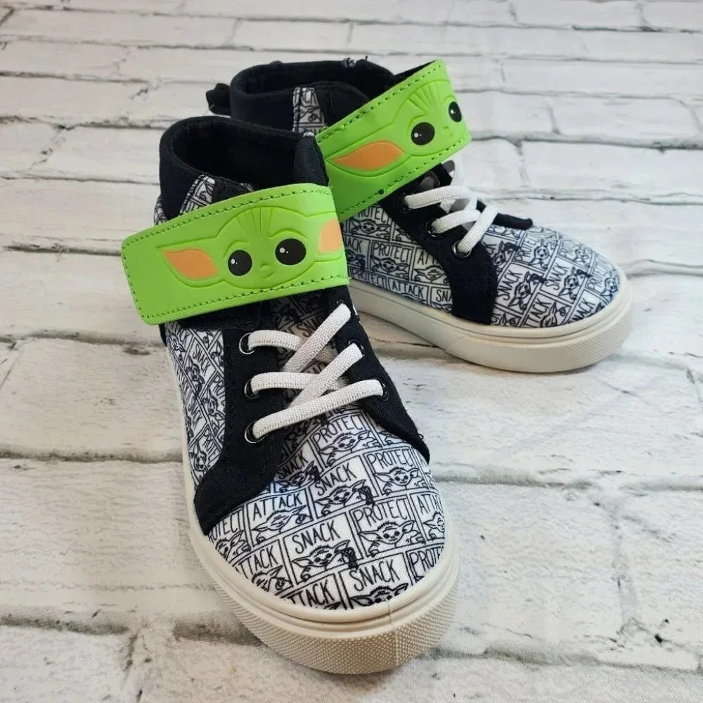 Star Wars The Mandalorian Baby Yoda High Top Sneakers. Toddler Boys Shoes.